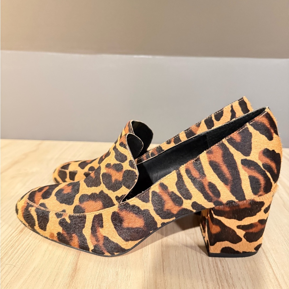 🖤 SOLE Society Leopard Calf Hair Block Heels | Size 9 (40) | 2.5” Heel